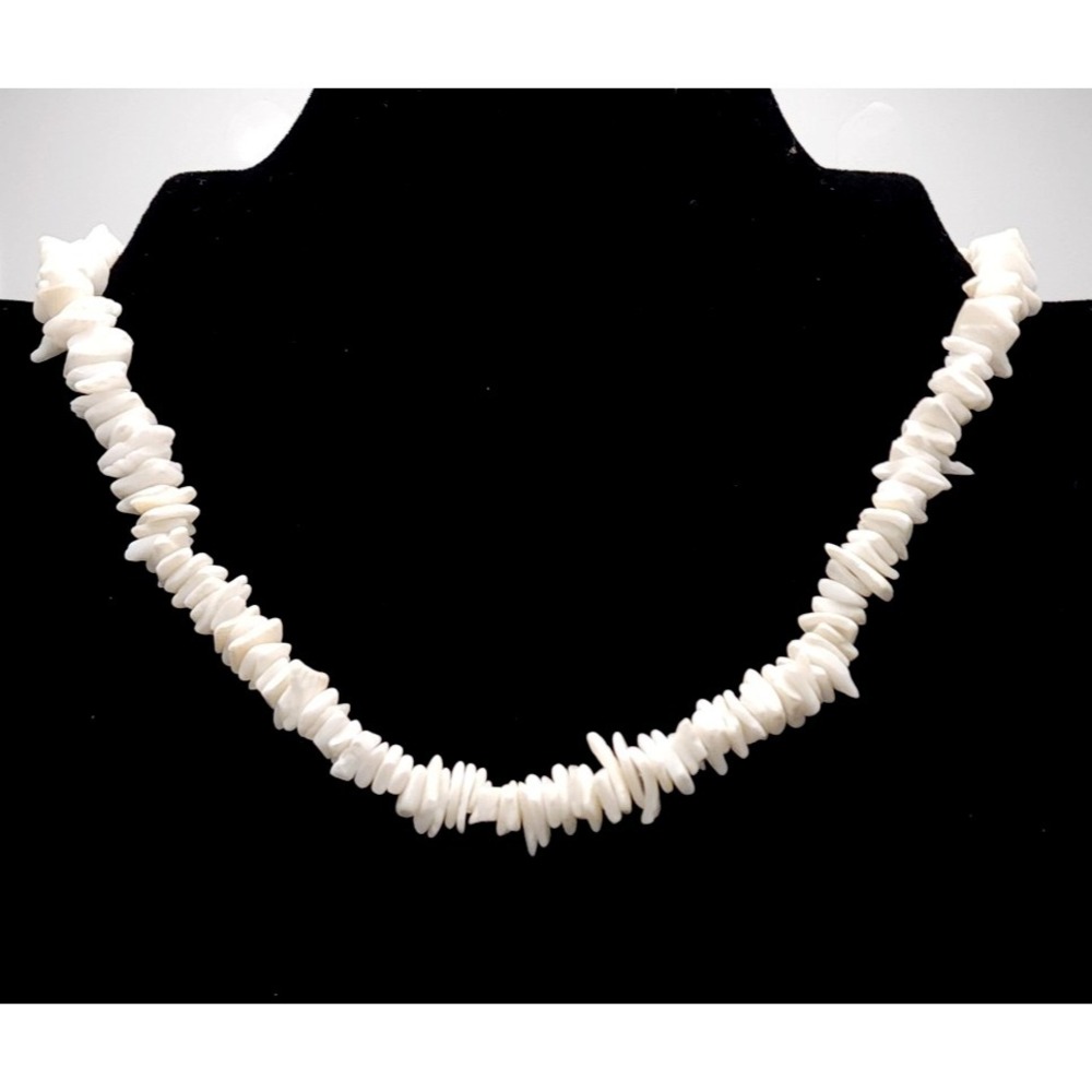 Vintage Puka Shell Necklace 17in Coastal Boho